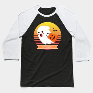 Halloween Cute Ghost Goes *Weeeeeeee* Trick or Treating with Candy Bag Baseball T-Shirt